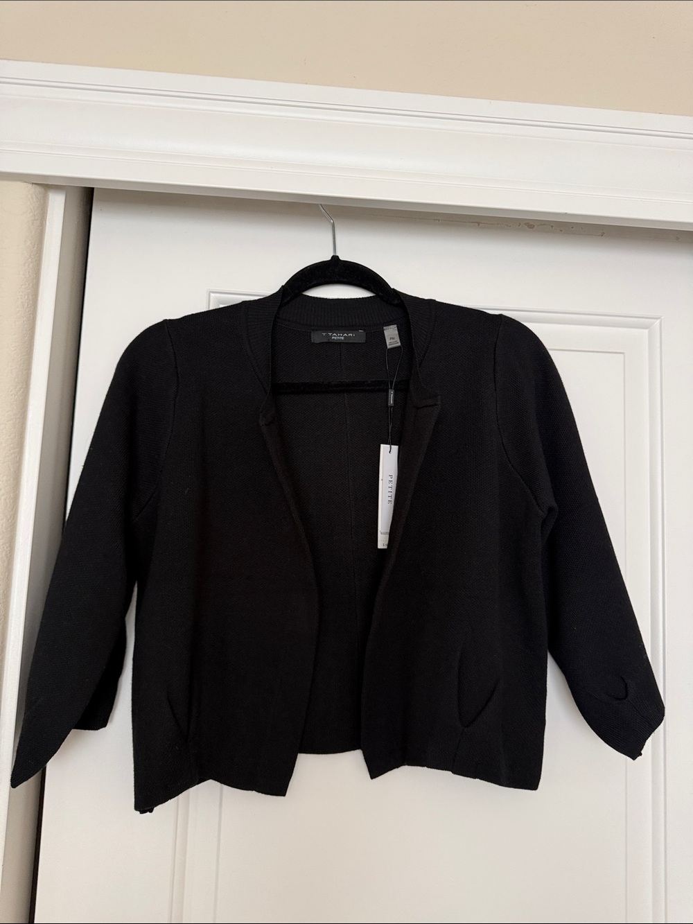 Elie Tahari Black Open-Front Knit Cardigan